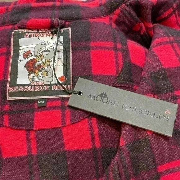 Moose Knuckles Rocker Jenny Flannel Shirt Red Plaid Shacket Size M - Picture 3 of 11